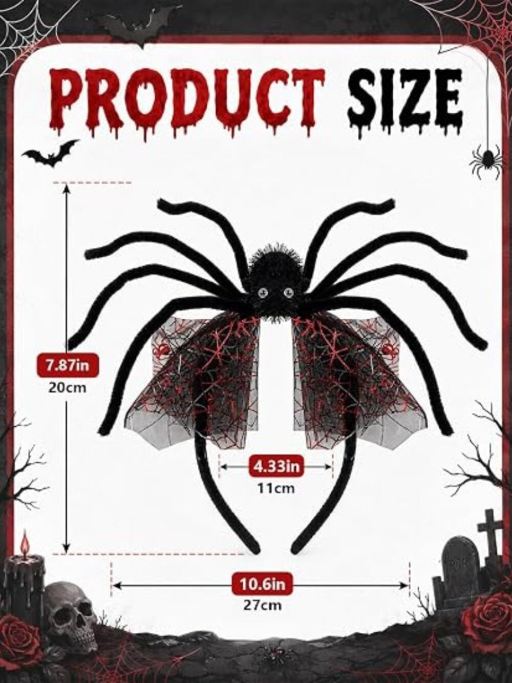 sogiv Halloween Spider Headband for Women Girls, Spooky Black Spider Hairband wi